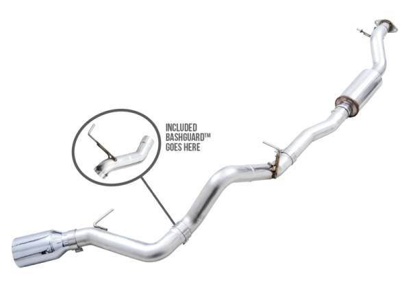 AWE Tuning - AWE Tuning 2021+ Ford Bronco 0FG Single Rear Exit Exhaust w/Chrome Silver Tip & Bash Guard - 3015-22789