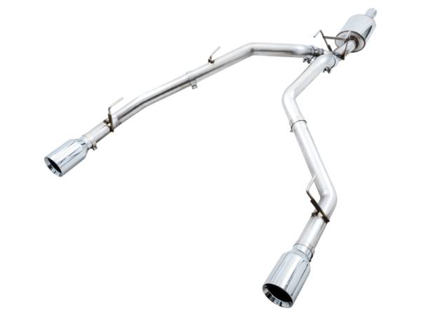 AWE Tuning - AWE Tuning 09-18 RAM 1500 5.7L (w/o Cutout) 0FG Dual Rear Exit Cat-Back Exhaust - Chrome Silver Tips - 3015-32101