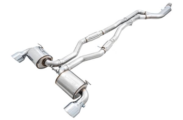 AWE Tuning - AWE 2020 Toyota Supra A90 Resonated Touring Edition Exhaust - 5in Chrome Silver Tips - 3015-32118