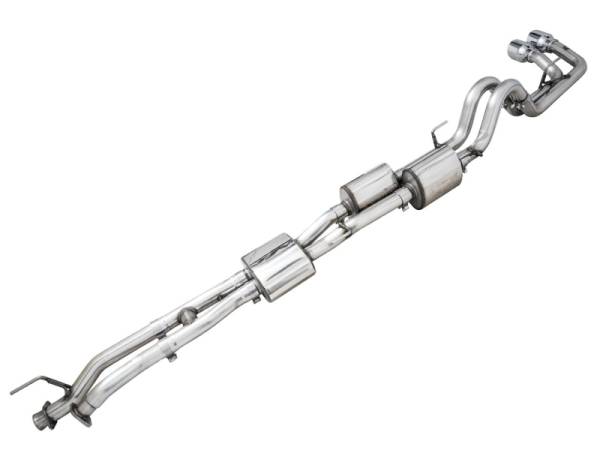 AWE Tuning - AWE 16-22 Toyota Tacoma 0FG Catback Exhaust w/ BashGuard - Dual Chrome Silver Tips - 3015-32826