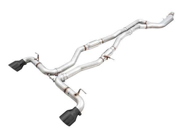 AWE Tuning - AWE 2020 Toyota Supra A90 Resonated Track Edition Exhaust - 5in Diamond Black Tips - 3015-33130