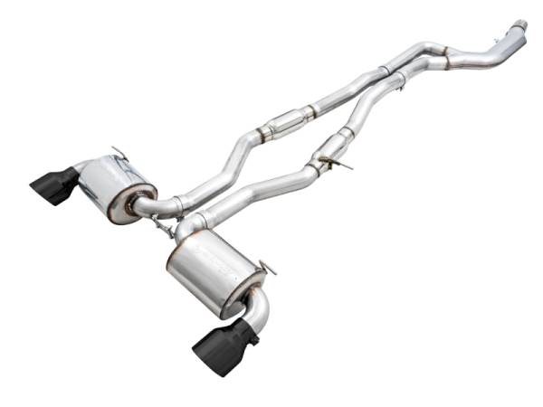 AWE Tuning - AWE 2020 Toyota Supra A90 Resonated Touring Edition Exhaust - 5in Diamond Black Tips - 3015-33132