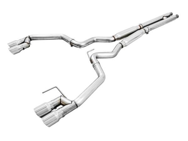 AWE Tuning - AWE Tuning 2018+ Ford Mustang GT (S550) Cat-back Exhaust - Track Edition (Quad Chrome Silver Tips) - 3020-42064