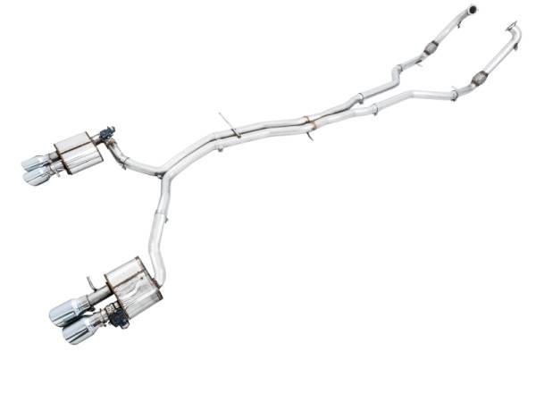 AWE Tuning - AWE Tuning Audi B9 S4 SwitchPath Exhaust - Non-Resonated (Silver 102mm Tips) - 3025-42030