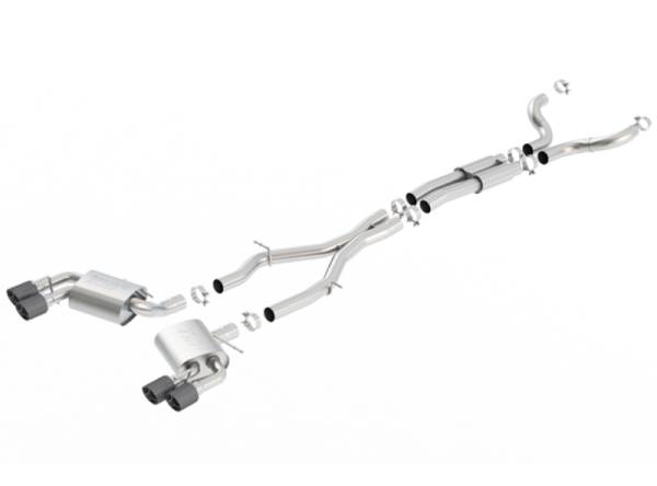 Borla - Borla 16-17 Chevy Camaro 6.2L 4in Dual Carbon Fiber Tips Dual Split Exit S-Type Catback Exhaust - 140687CF