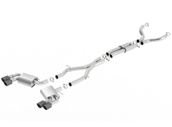 Borla - Borla 16-17 Chevy Camaro 6.2L 4in Dual CF Tips w/Black Core Dual Split Exit ATAK Catback Exhaust - 140688CFBA