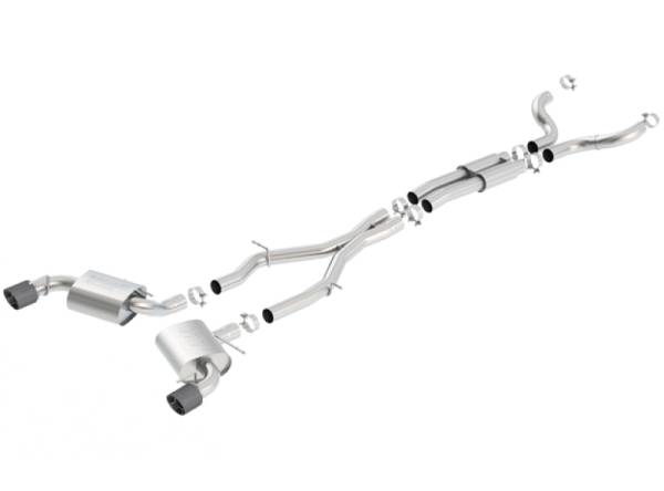 Borla - Borla 16-17 Chevy Camaro 6.2L 4.5in Carbon Fiber Tips Single Split Exit S-Type Catback Exhaust - 140689CF