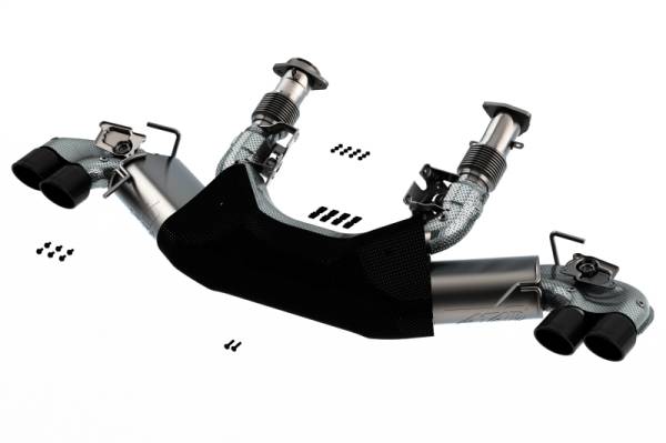 Borla - Borla 2020 Chevrolet Corvette C8 6.2 ATAK 3in Exhaust System Dual Round Rolled A/C Black Chrome Tips - 140839BC