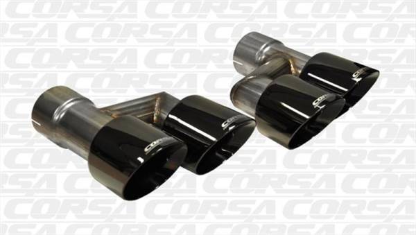 Corsa Performance - Corsa 15-16 Ford Mustang GT 5.0 Black Quad Tips Kit - 14333BLK