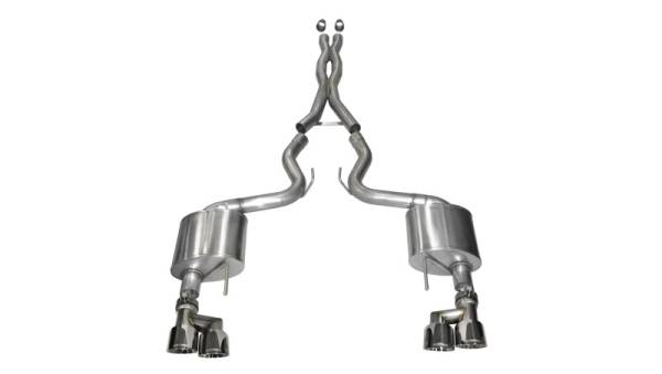 Corsa Performance - Corsa 15-16 Ford Mustang GT 5.0 3in Cat Back Exhaust Polish Quad Tips (Xtreme) - 14335