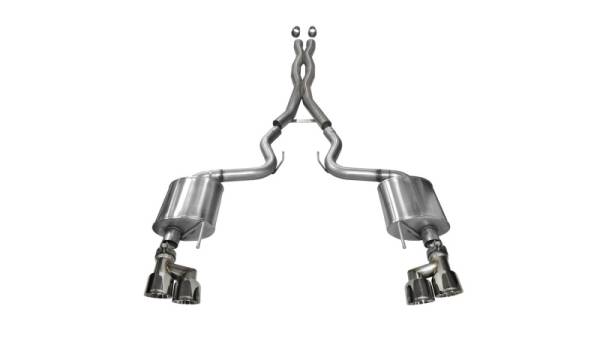 Corsa Performance - Corsa 15-16 Ford Mustang GT 5.0 3in Cat Back Exhaust Polish Quad Tips (Sport) - 14337