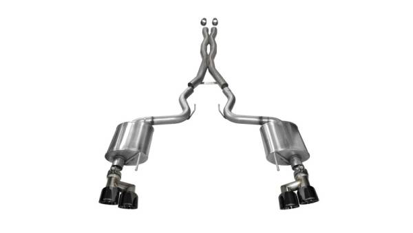 Corsa Performance - Corsa 15-16 Ford Mustang GT 5.0 3in Cat Back Exhaust Black Quad Tips (Sport) - 14337BLK