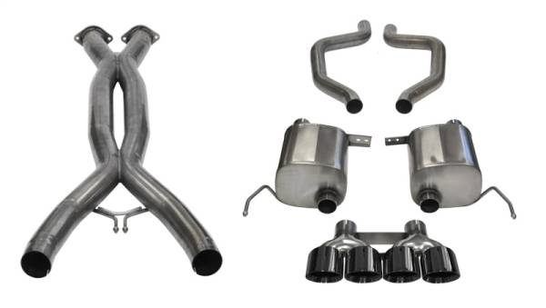 Corsa Performance - Corsa 15-19 Chevy Corvette Z06 3in Cat Back Exhaust, Black Pro-Series Quad 4.5in Tip (Xtreme) - 14766CBBLK