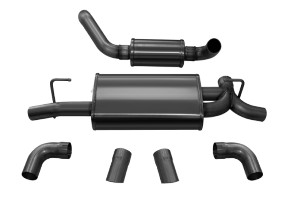 Corsa Performance - Corsa 18+ Jeep Wrangler JL 2.5in Dual Rear Turn Down Exit Black Touring Axle-Back Exhaust - 21015BLK