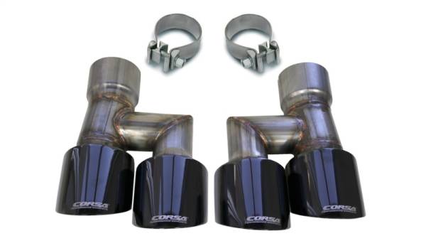 Corsa Performance - Corsa 18-19 Ford Mustang Eco 2.3L Twin 4in Black PVD Pro-Series Tip Kit (Clamps Included) - 21038BLK