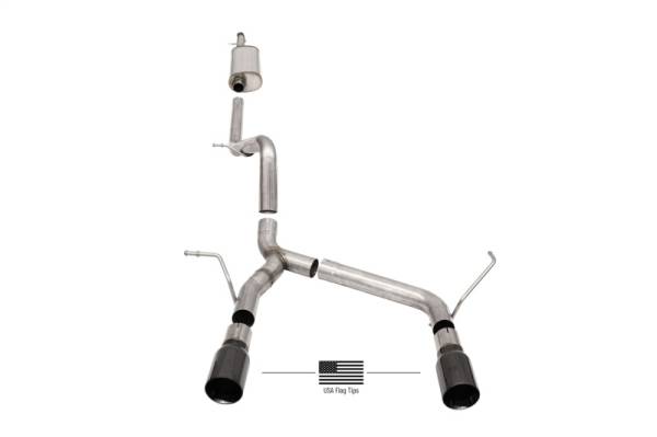 Corsa Performance - Corsa 07-18 Jeep Wrangler JKU 3.6L/3.8L 2.75in Sport Cat-Back Exhaust w/ 4in American Flag  BlacTips - 21122BLKUSA