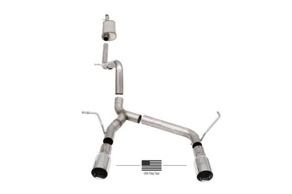 Corsa Performance - Corsa 07-18 Jeep Wrangler JKU 3.6L/3.8L 2.75in Sport Cat-Back Exhaust w/ 4in American Flag Tips - 21122USA