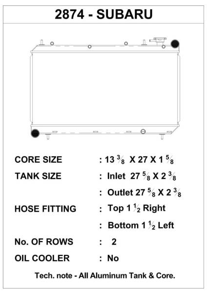 CSF - CSF 93-98 Subaru Impreza Radiator - 2874