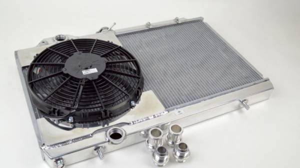 CSF - CSF 96-07 Mitsubishi Evo 4/5/6/7/8/9 Full-Slim Radiator w/12in Fan & Shroud/-16AN & Slip On Fitting - 7075