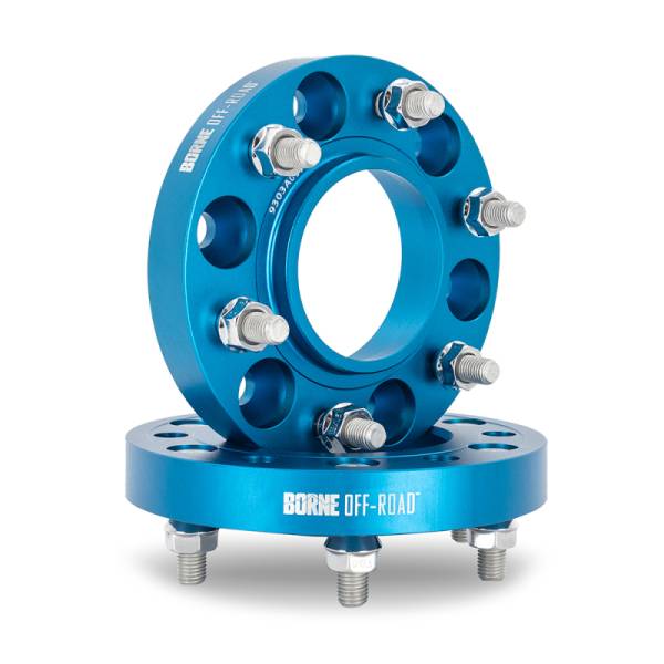 Mishimoto - Mishimoto Borne Off-Road Wheel Spacers - 6x139.7 - 93.1 - 25mm - M12 - Blue - BNWS-001-250BL