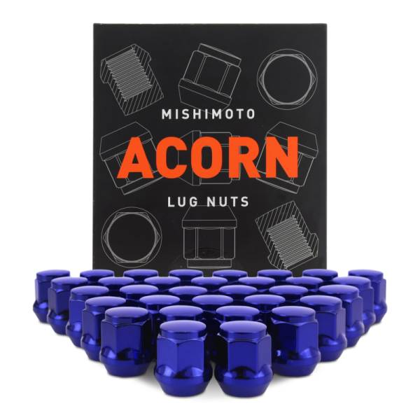 Mishimoto - Mishimoto Steel Acorn Lug Nuts M14 x 1.5 - 32pc Set - Blue - MMLG-AC1415-32BL