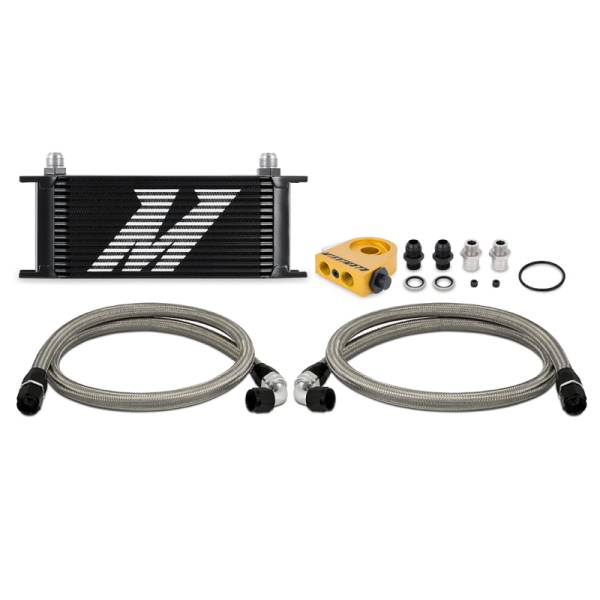 Mishimoto - Mishimoto Universal Thermostatic Oil Cooler Kit 16-Row Black - MMOC-U16TBK