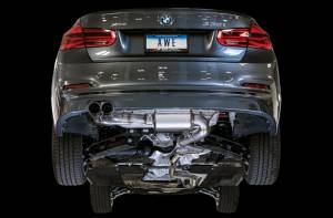 AWE Tuning - AWE Tuning BMW F3X 28i / 30i Touring Edition Axle-Back Exhaust Single Side - 80mm Silver Tips - 3010-22022 - Image 3