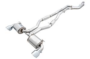 AWE 2020 Toyota Supra A90 Resonated Touring Edition Exhaust - 5in Chrome Silver Tips - 3015-32118