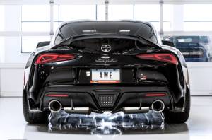 AWE Tuning - AWE 2020 Toyota Supra A90 Resonated Touring Edition Exhaust - 5in Chrome Silver Tips - 3015-32118 - Image 5