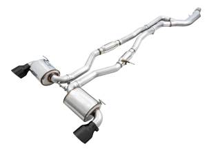 AWE 2020 Toyota Supra A90 Resonated Touring Edition Exhaust - 5in Diamond Black Tips - 3015-33132