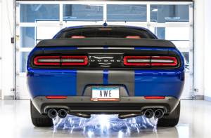 AWE Tuning - AWE Tuning 2017+ Dodge Challenger 5.7L Track Edition Exhaust - Chrome Silver Quad Tips - 3015-42144 - Image 5