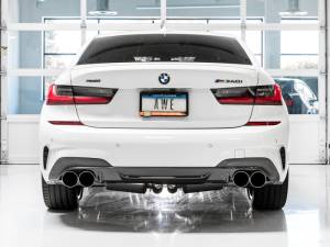 AWE Tuning - AWE Tuning 2019+ BMW M340i (G20) Non-Resonated Touring Edition Exhaust - Quad Chrome Silver Tips - 3015-42148 - Image 8