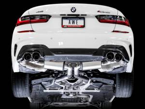 AWE Tuning - AWE Tuning 2019+ BMW M340i (G20) Resonated Touring Edition Exhaust - Quad Chrome Silver Tips - 3015-42150 - Image 6