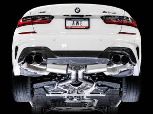 AWE Tuning - AWE Tuning 2019+ BMW M340i (G20) Non-Resonated Touring Edition Exhaust - Quad Diamond Black Tips - 3015-43156 - Image 7