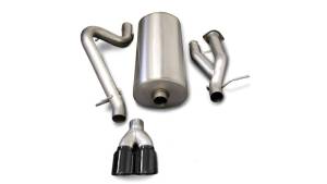 Corsa 03-06 Hummer H2 6.0L V8 Black Sport 3in Single Rear Twin 4in Tips Cat-Back Exhaust - 14216BLK