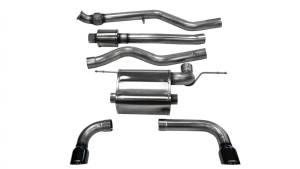 Corsa 12-14 BMW 335i Sedan RWD F30 3in Black Touring Dual Rear Single 3.5in Tip Cat-Back Exhaust - 14937BLK