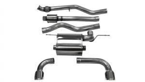 Corsa 12-14 BMW 335i Sedan AWD F30 3in Polished Touring Dual Rear Single 3.5in Tip Cat-Back Exhaust - 14938