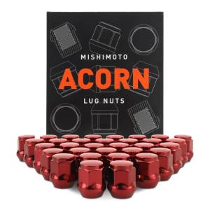 Mishimoto Steel Acorn Lug Nuts M14 x 1.5 - 32pc Set - Red - MMLG-AC1415-32RD